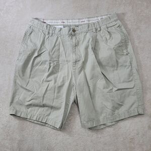 Tommy Bahama 100%‎ Cotton Shorts Size 40 x 9 Khaki Pleated Mens Casual 38x9